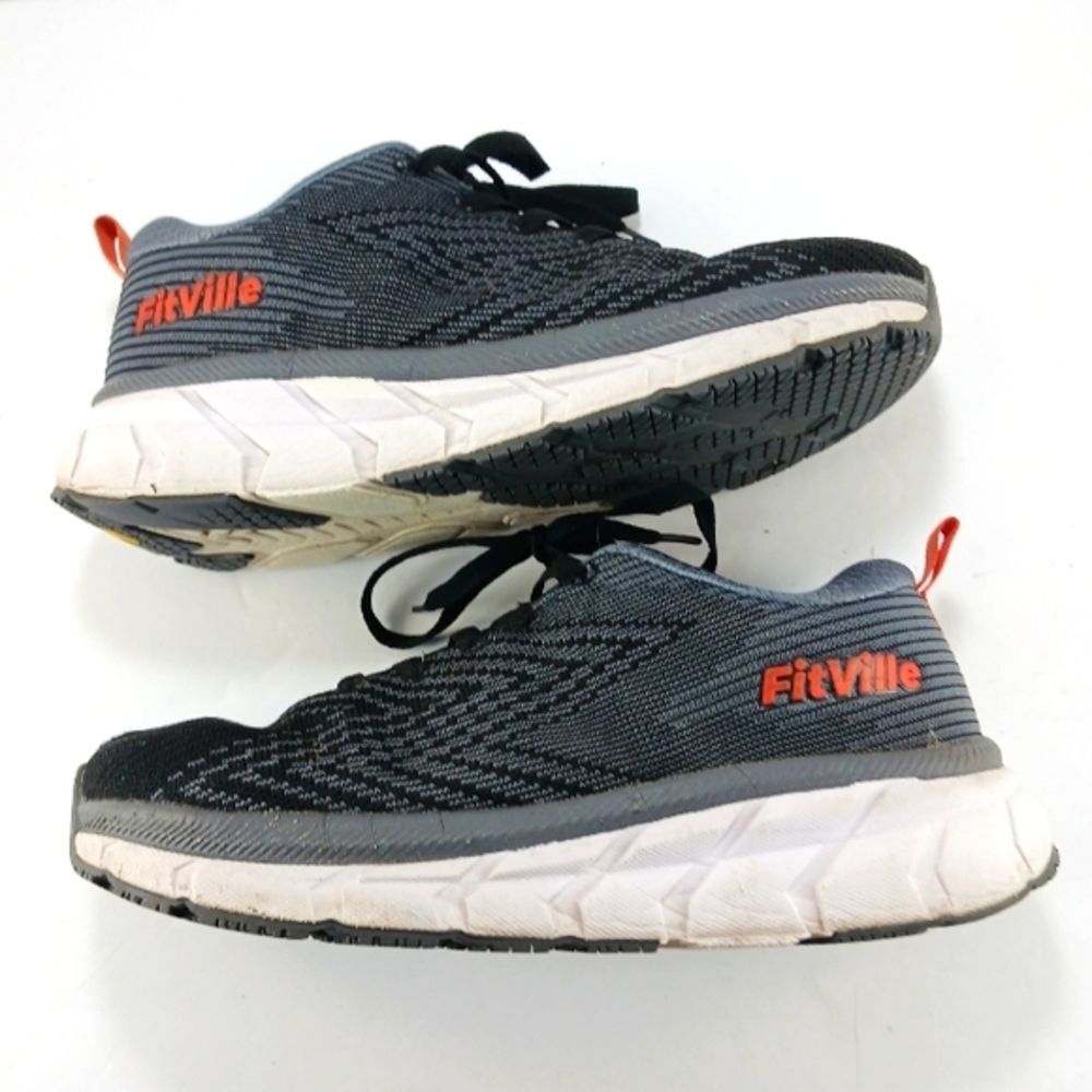 FitVille Ergonomic Wide Fit Walking Sneaker Shoe Mens 8.5W. Grey/Black Stability - Picture 4 of 14
